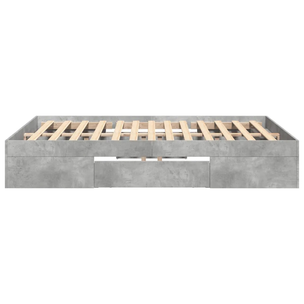 Letto matrimoniale | Letto per adulti | Giroletto Grigio Cemento 120x190 cm in Legno Multistrato