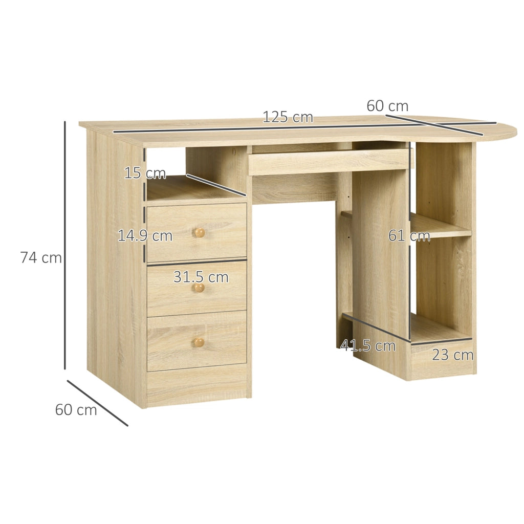 Scrivania Ufficio con Scaffali e Cassetti in Legno ¨C Zephmum ¨C 125x60x74cm