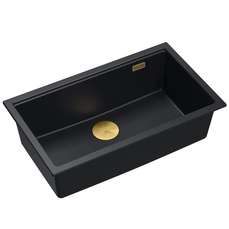 Lavello In Granito Logan 110 Black Tappo rame spazzolato