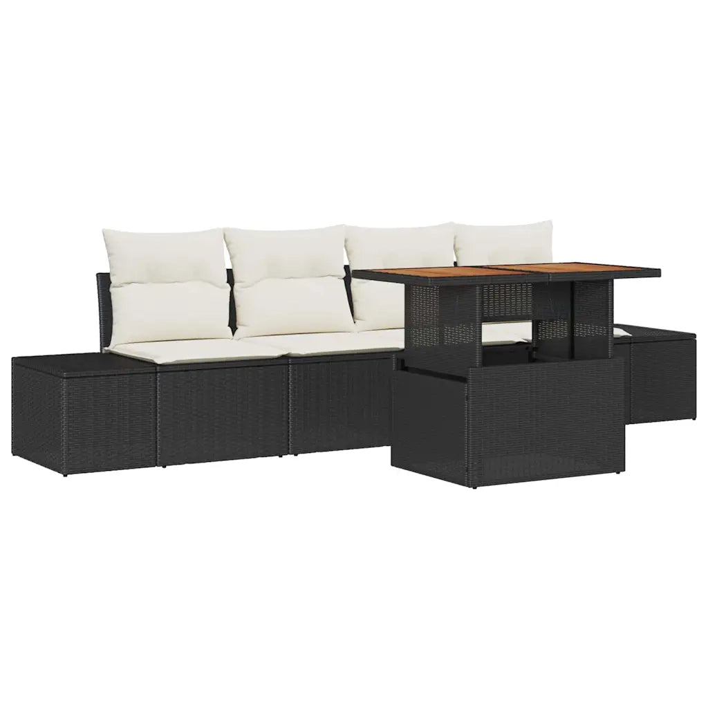 Set da Pranzo per Giardino con cuscino 5 pcs Nero e Crema 3349893