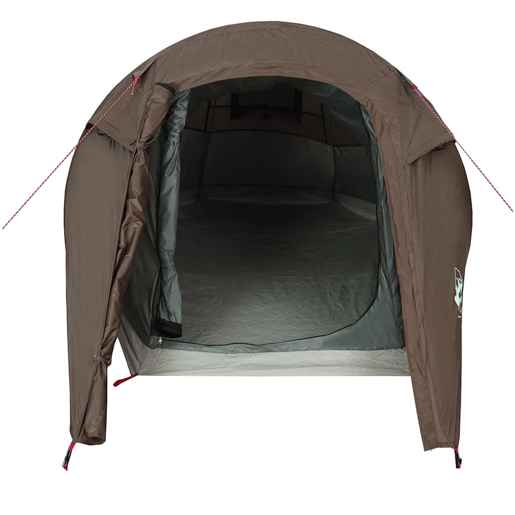 Tenda da Campeggio a Tunnel per 3 Persone-Tenda per Escursionismo Marrone Impermeabile