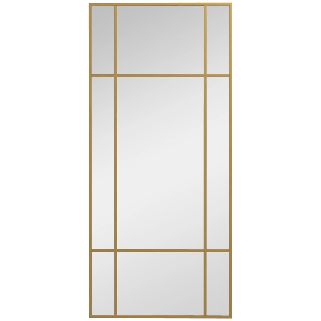 Specchio da Parete Stile Finestra Oro 110x50cm, Montaggio Verticale e Orizzontale per Casa