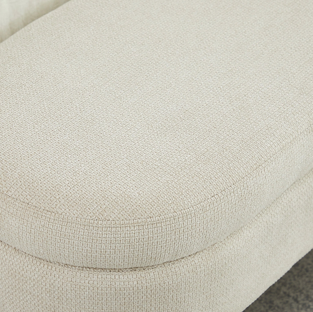Panca Contenitore in Chenille 110 cm con Vano Ventilato Beige per Camera da Letto; Ingresso e Soggiorno