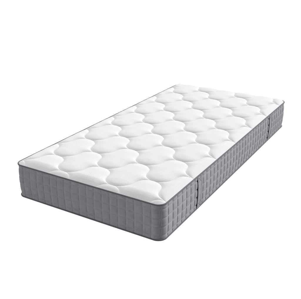 Materasso a molle insacchettate 90x200 cm, 25 cm di spessore, 7 zone di sostegno, durezza H3, colore bianco