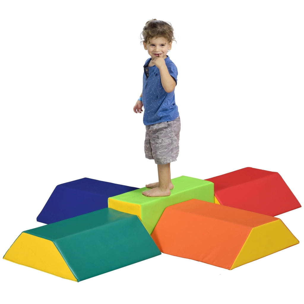 Set 5 Costruzioni Morbide Rettangolo e Trapezio in PU e EPE Multicolore