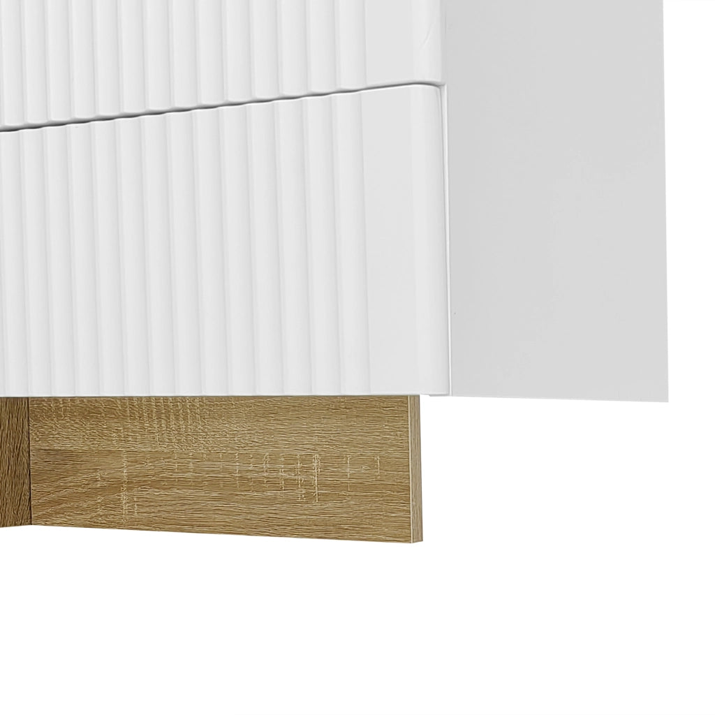 Mobile TV con 3 ante e 2 cassetti in MDF e pannello truciolare bianco oro effetto legno 190 × 35 × 45 cm