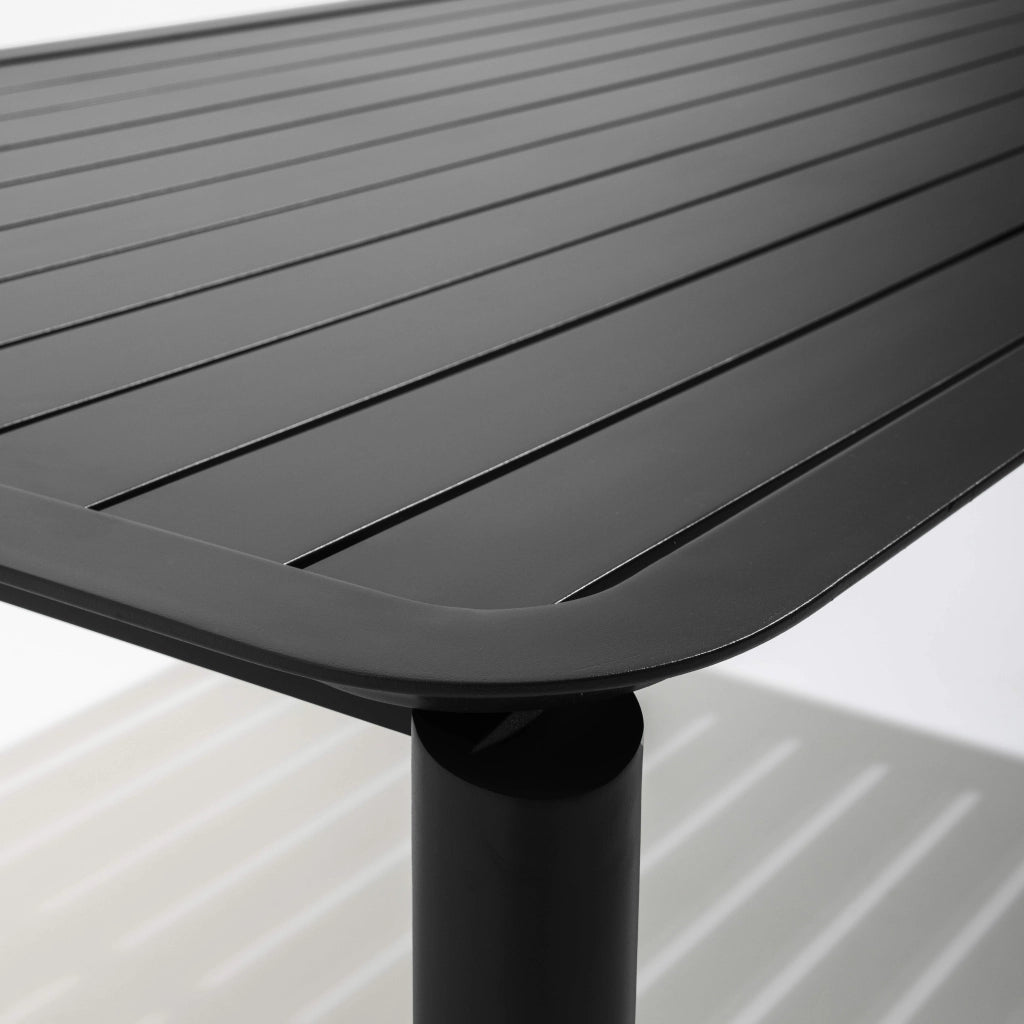 Oviala - Tavolo da patio quadrato (185 x 92 cm) e 8 sedie nere