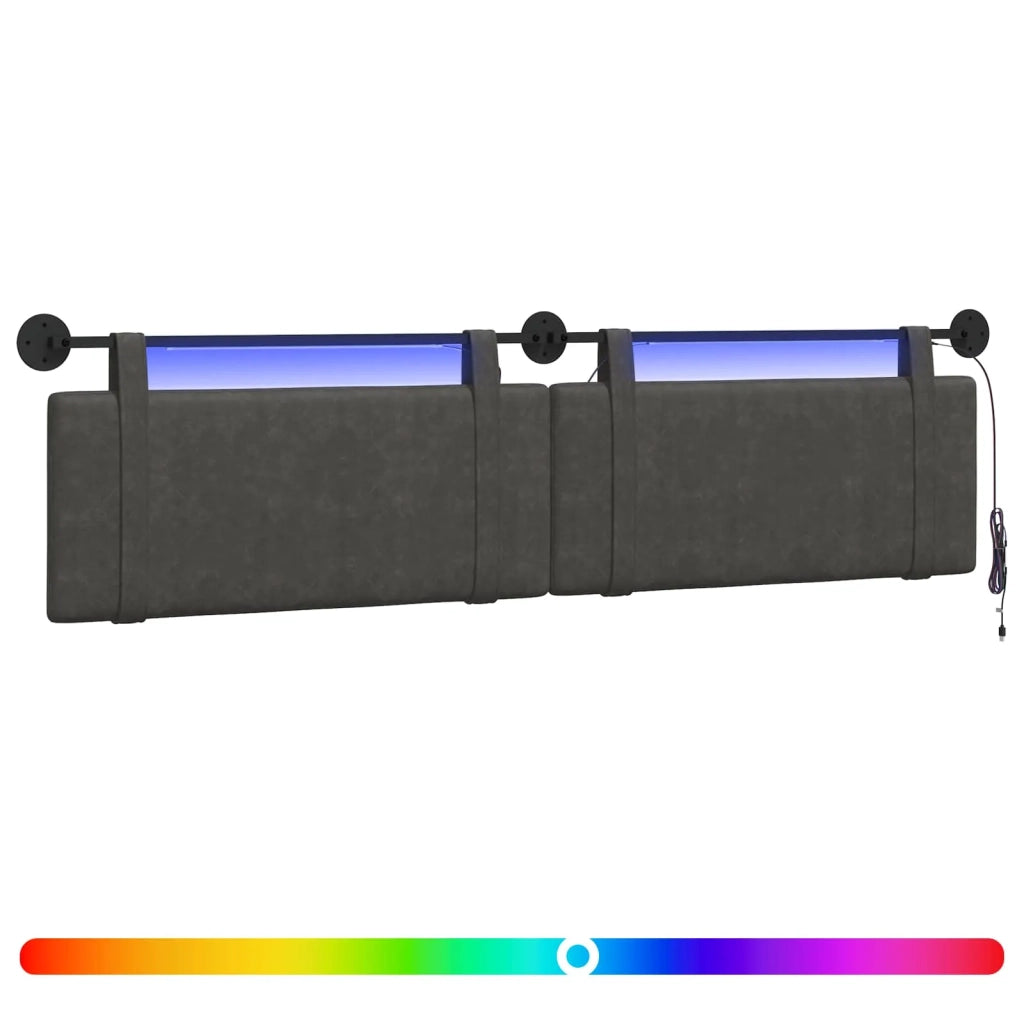 Testiera sospesa Con luce LED Nero PU Antico 3424039