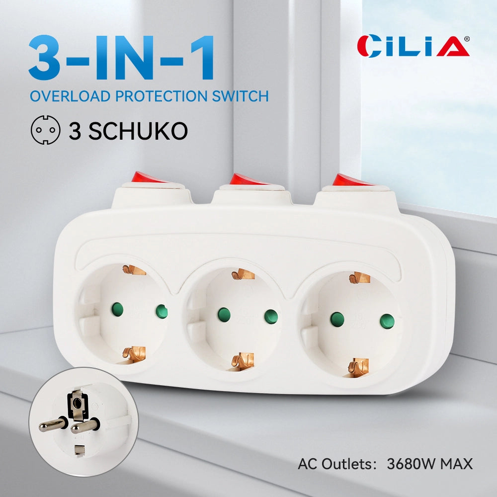 Adattatore Multipresa 3 in 1 con Interruttori ¨C Xylo ¨C Bianco