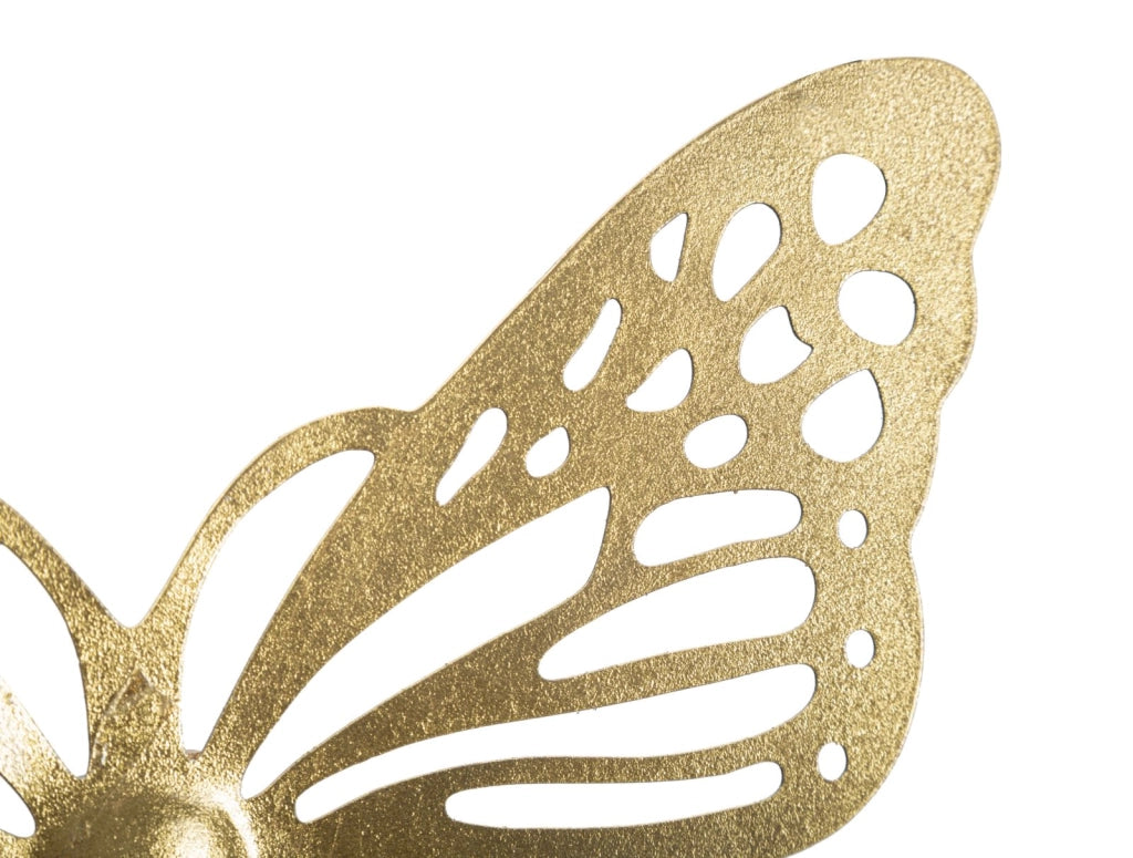 Set 4 Farfalle Decorative 3D da Muro in Ferro Oro