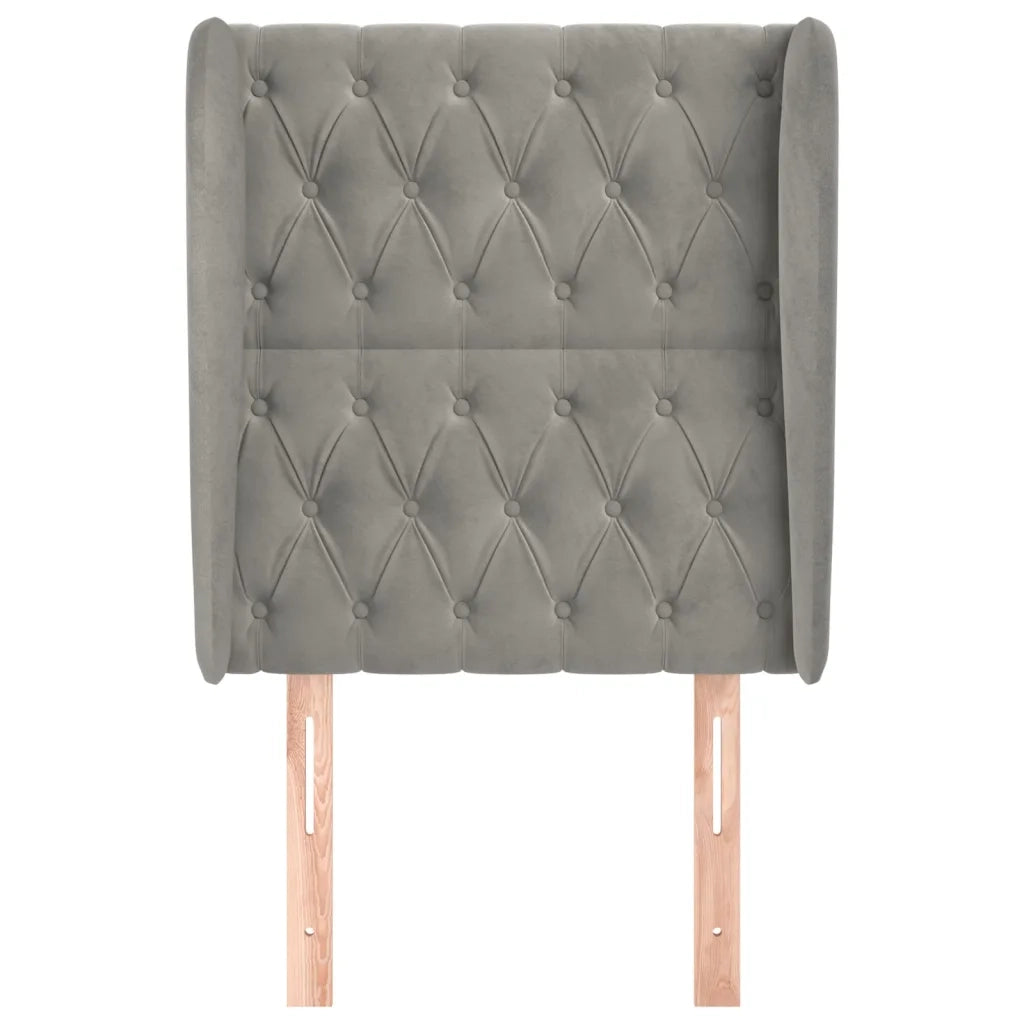 Testiera | Testata ad Orecchio Grigio Chiaro 83x23x118/128 cm in Velluto