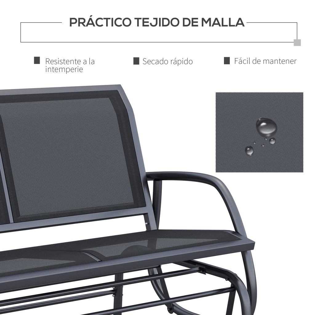 Dondolo da Giardino 2 Posti ¨C Xylo ¨C Metal Texteline 120x70x85cm Grigio