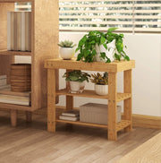 Panca Porta Scarpe in Bambù Naturale con 2 Ripiani e Seduta 50x28x45 cm per Ingresso e Corridoio