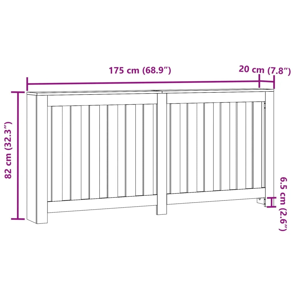 Copritermosifone moderno pratico mensola 175 x 20 x 82 cm legno multistrato vecchio legno 02_0049841