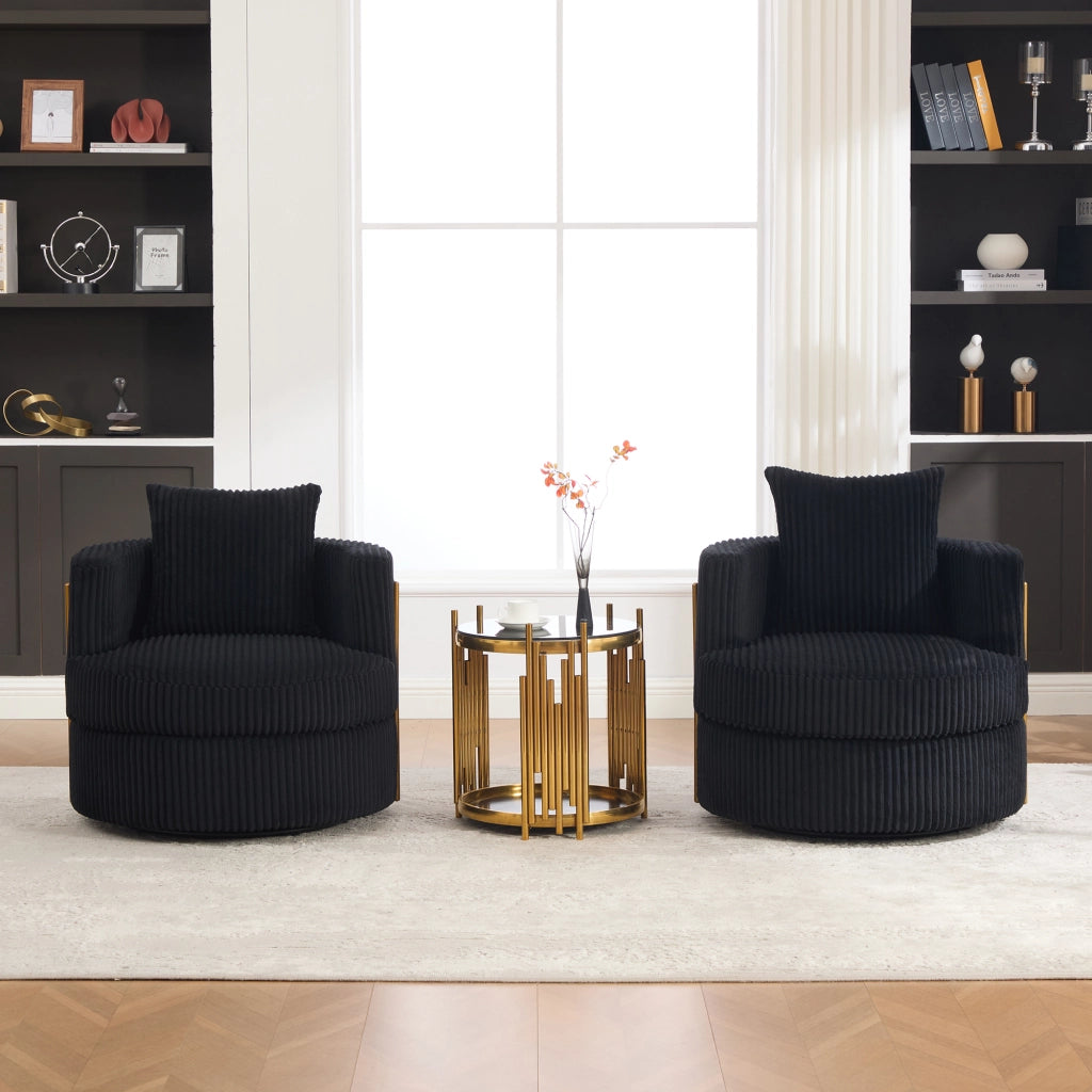 Poltrona girevole 360° con contenitore e seduta imbottita in cord nero