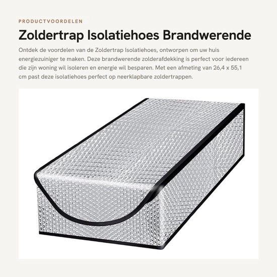 Trappatoio di soffitta isolante per risparmio energetico - Copertura di soffitta antincendio - Tasche di isolamento extra spesse - Isolamento della porta di soffitta - Materiale di alluminio duraturo - 26,4 x 55,1 cm