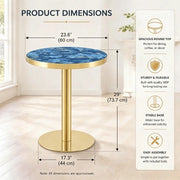 TAVOLINO Rotondo 60 cm Blu in MDF e Metallo