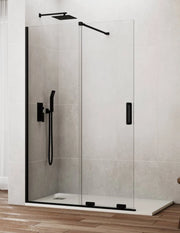 Porta doccia scorrevole 1+1 CIRENE (KENNA) Walk-in140 cm Profilo Nero
