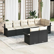 Set Divano da Giardino con archiviazione 8 pcs Nero polyrattan