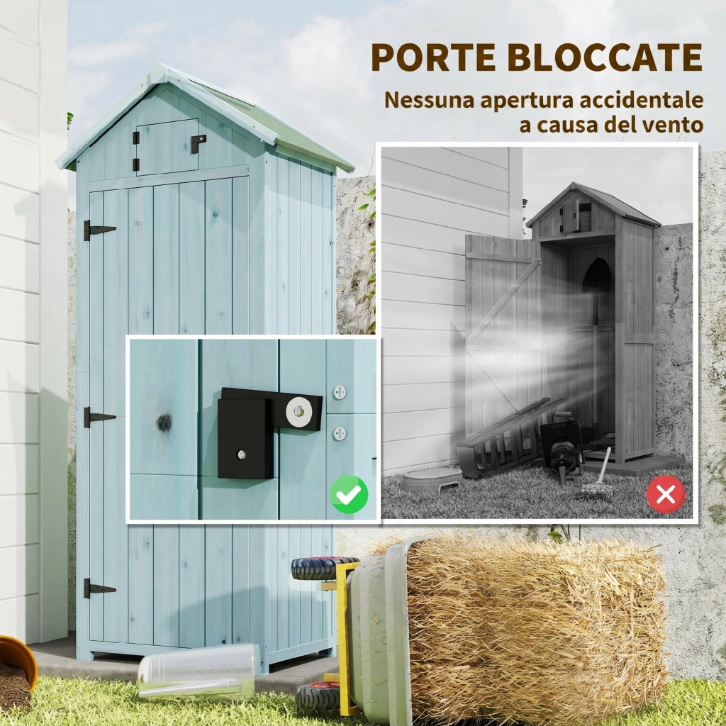 Casetta da Giardino Porta Attrezzi in Legno con Ripiani ¨C zephmum ¨C Blu, 77x54.2x179cm