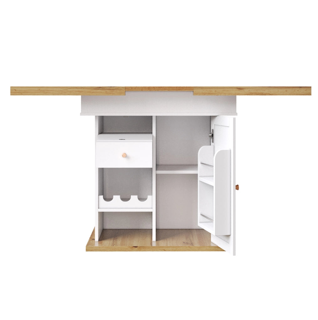 Tavolo da pranzo estensibile 110-140 x 80 x 75 cm in MDF bianco con contenitori