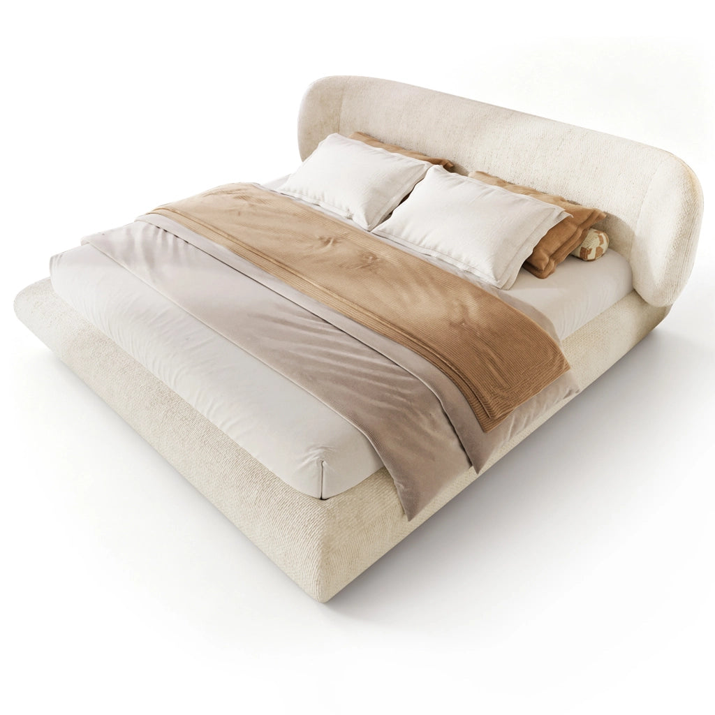 letto imbottito chenille beige 140 x 190 cm