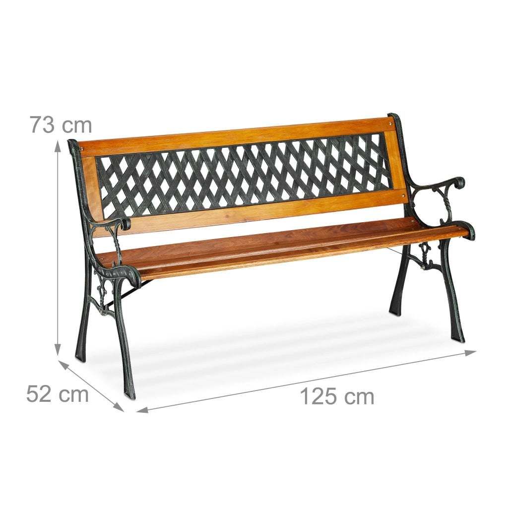 Comoda panchina da giardino vintage 120 x 60 x 80 cm per 2 persone in ghisa marrone 13_0004978