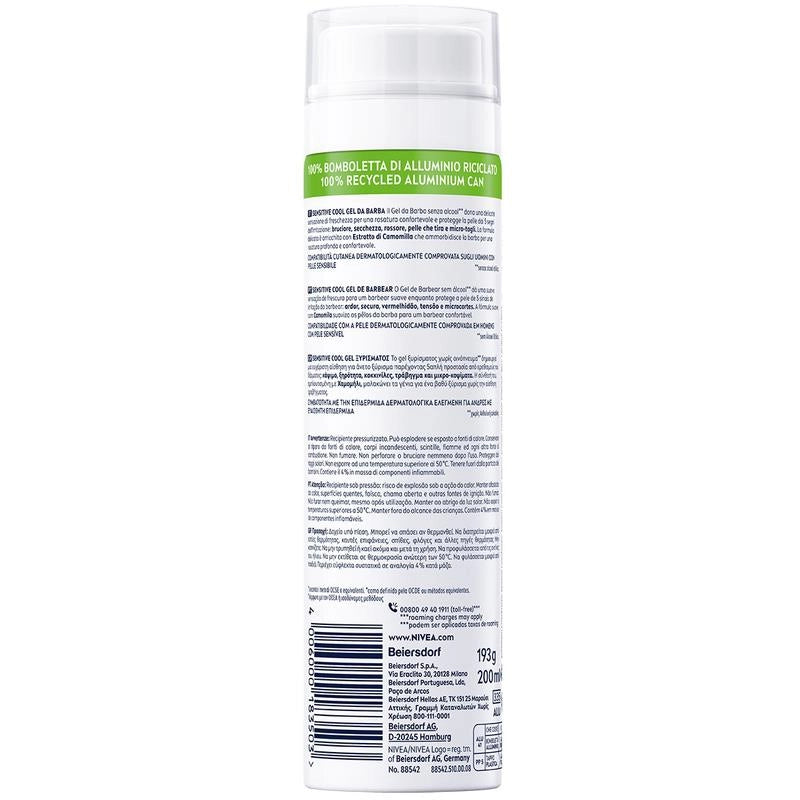 NIVEA GEL DA BARBA UOMINI NEW SENSITIVE COOL FRESCHEZZA IMMEDIATA 200 ML