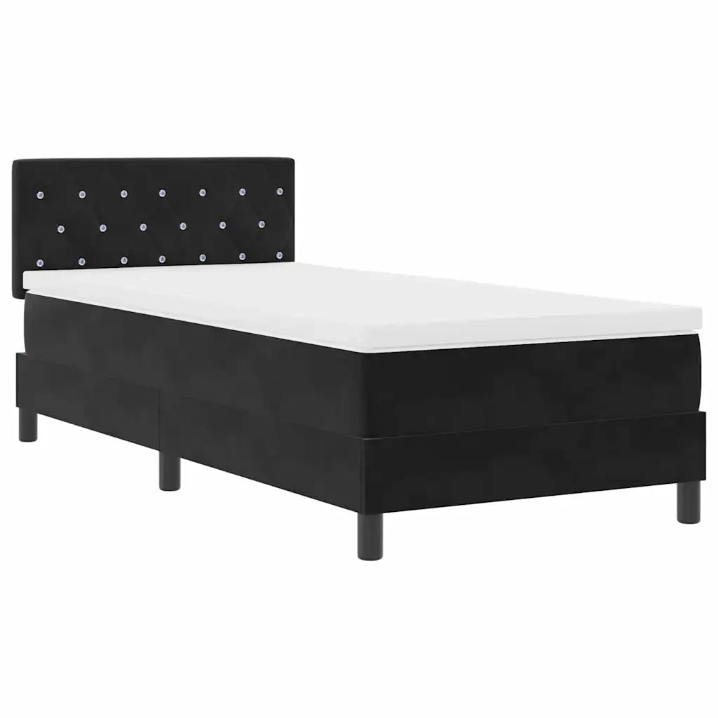 Letto a Sorgente LED con materasso Nero 90 x 190 cm Velluto