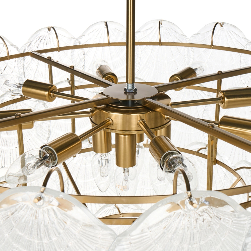 Lampadario in ottone, metallo e vetro ⌀ 80 cm Lampada a sospensione stile glamour