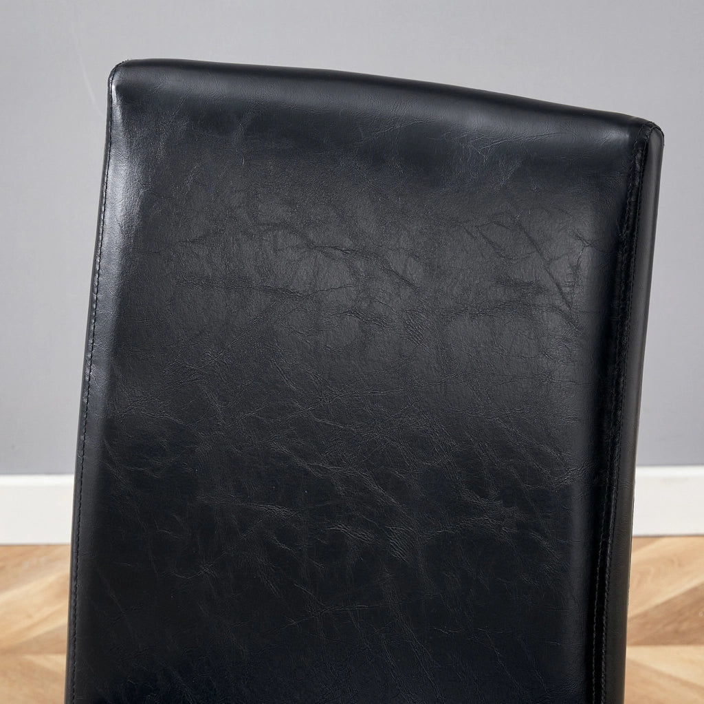 Set di 4 sedie da pranzo 106,5 x 48,5 x 39 cm nero e noce, PU e metallo