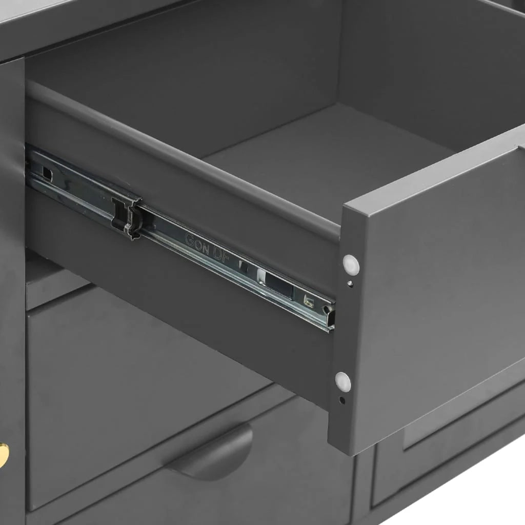 Buffet credenza cassettiera armadio mobile contenitore organizer per cucina soggiorno salotto 105 x 35 x 70 cm acciaio e vetro temperato antracite 02_0029691