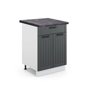 Mobiletto base per cucina Fame-Line Antracite rustico/Bianco 60 cm con cassetto, PL Antracite Vicco