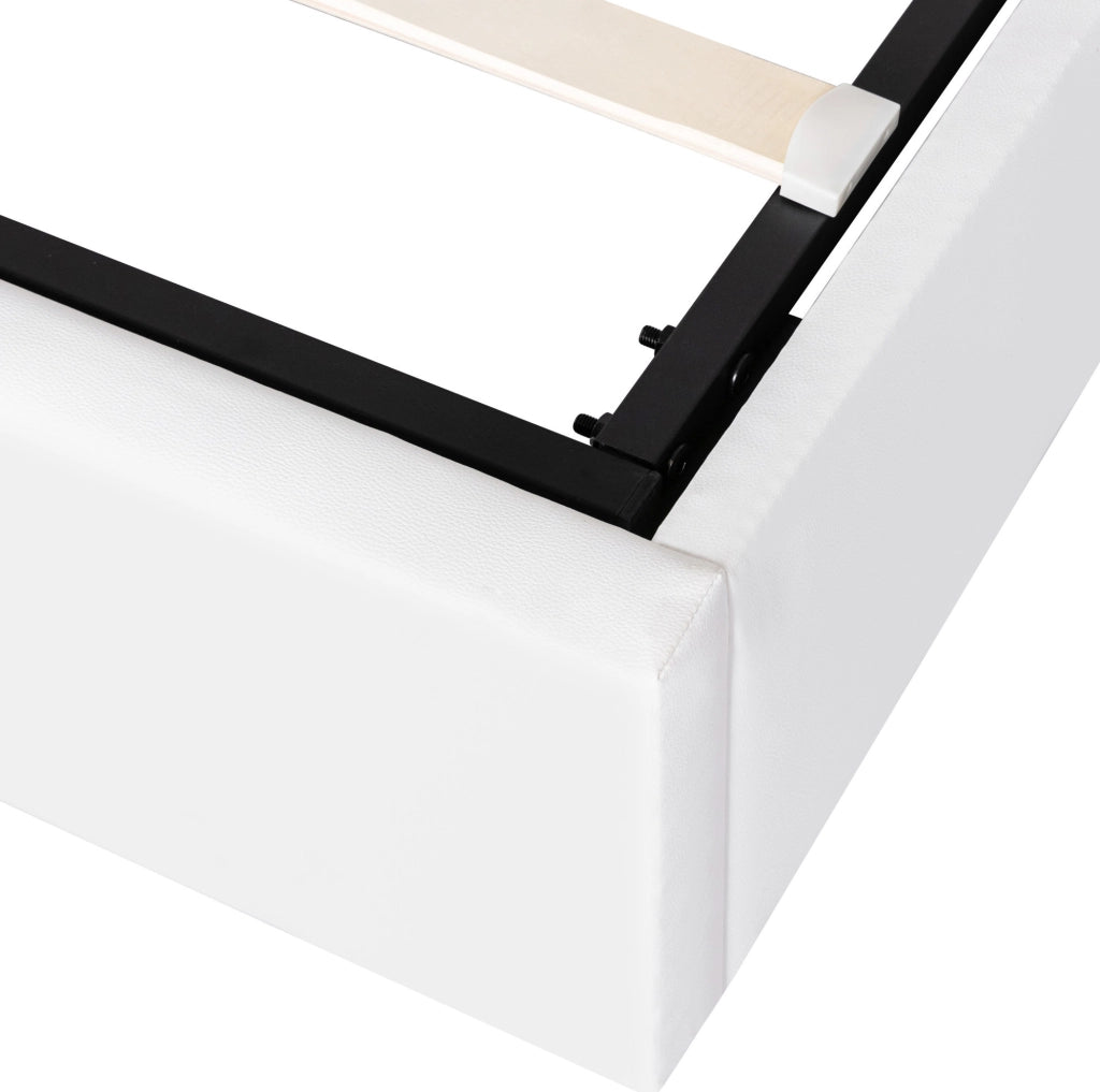 Letto imbottito 140x200 cm con LED, rete e vano contenitore