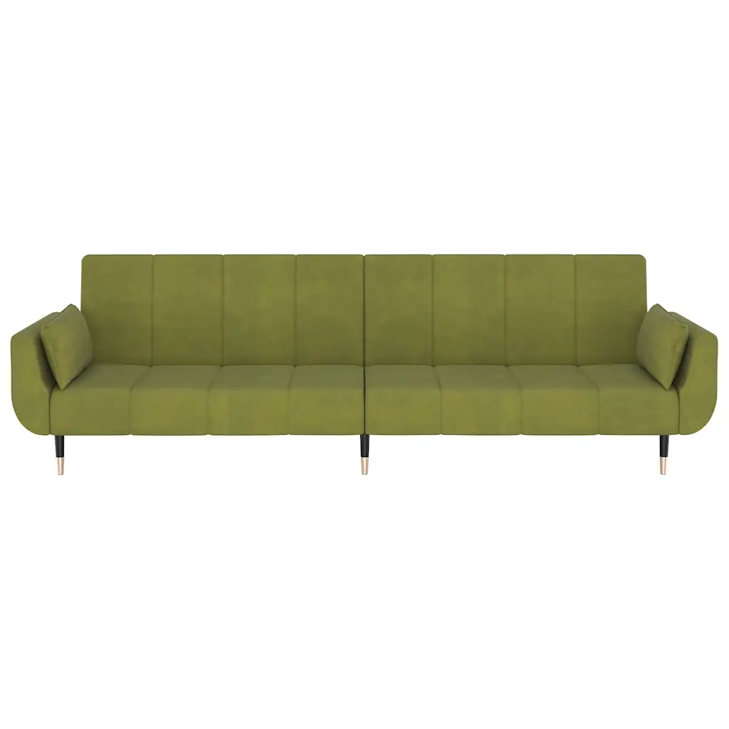 Divano letto | Sof¨¤ letto | Letto singolo a 2 Posti con 2 Cuscini Verde Chiaro in Velluto