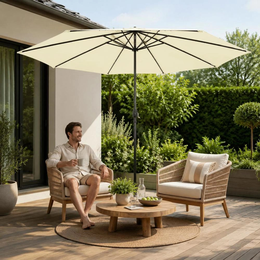 Parasol With LED Lighting 400 Cm Sand White