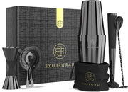 Set di Cocktail 5 pezzi per Barista - 750 ml Shaker Cocktail Set in Acciaio Inossidabile - Accessori Cocktail - Set di Regali Lussuoso con Borsa e Libretto Ricette (Nero)