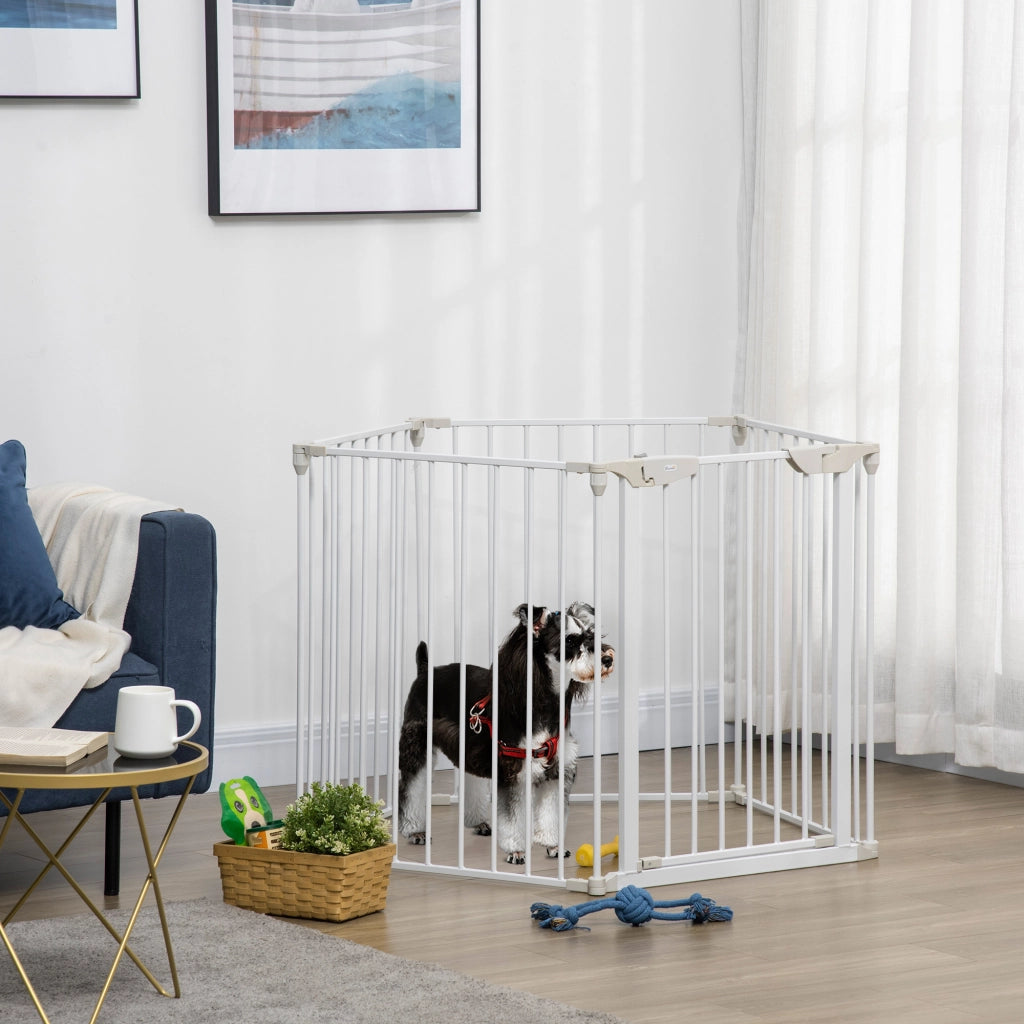 Barriera per Animali Domestici 5 Pannelli Pieghevole ¨C Minimal ¨C Bianco 300 cm