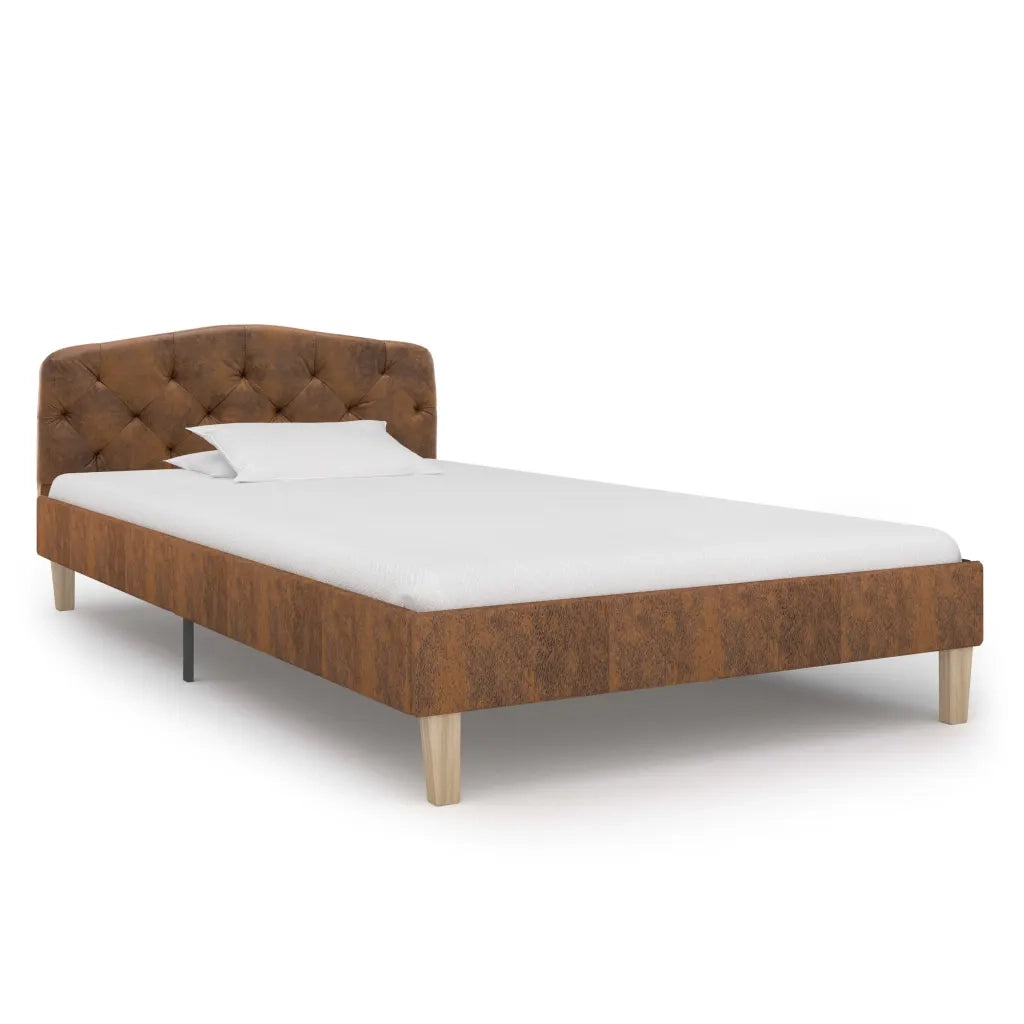 Giroletto-Struttura Letto Marrone in Similpelle Scamosciata 90x200 cm 615898
