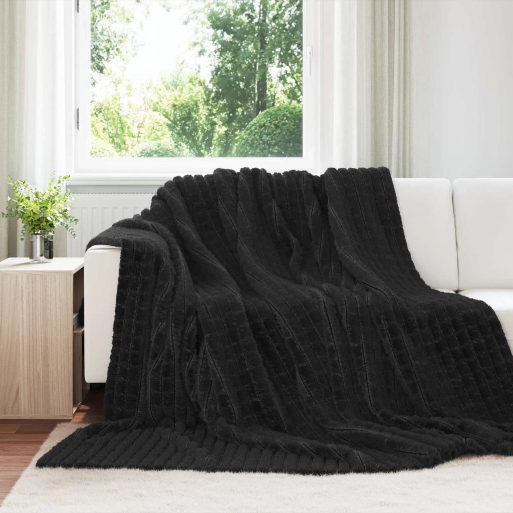 Coperte da Pile 6 pz Nero 270 x 240 cm Panno