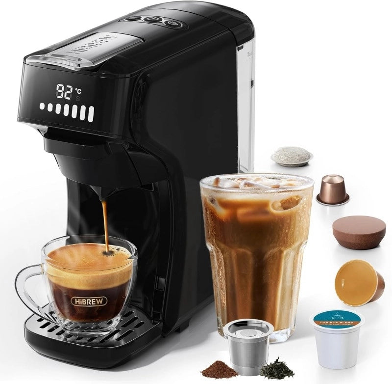 H1B Macchina da caffè espresso 6 in 1; capsule multiple e caffè macinato; caldo/freddo; 19 bar; beige