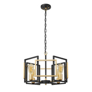 Lampadario Primero design nero-oro geometrico 4xE27 Italux
