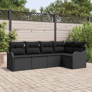 Set Divano da Giardino con archiviazione 5 pcs Nero polyrattan