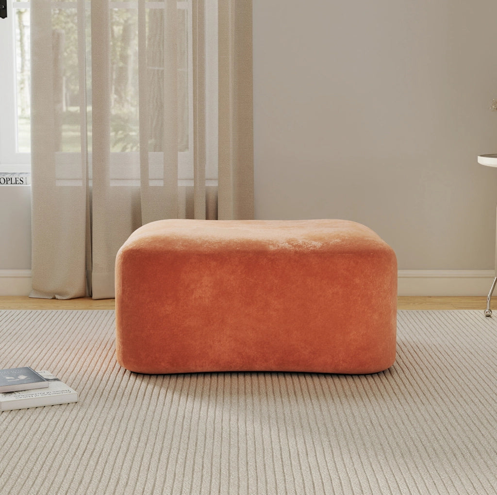 Pouf modulare in velluto arancione con schiuma ad alta resilienza