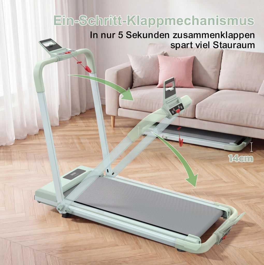 Tapis roulant pieghevole 3 in 1 verde con inclinazione 10%