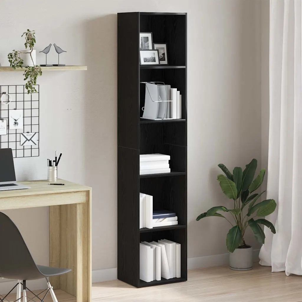 Libreria-Scaffale per Libri-Mobile di Stoccaggio Rovere Nero 40x30x189 cm Legno Massello di Acacia