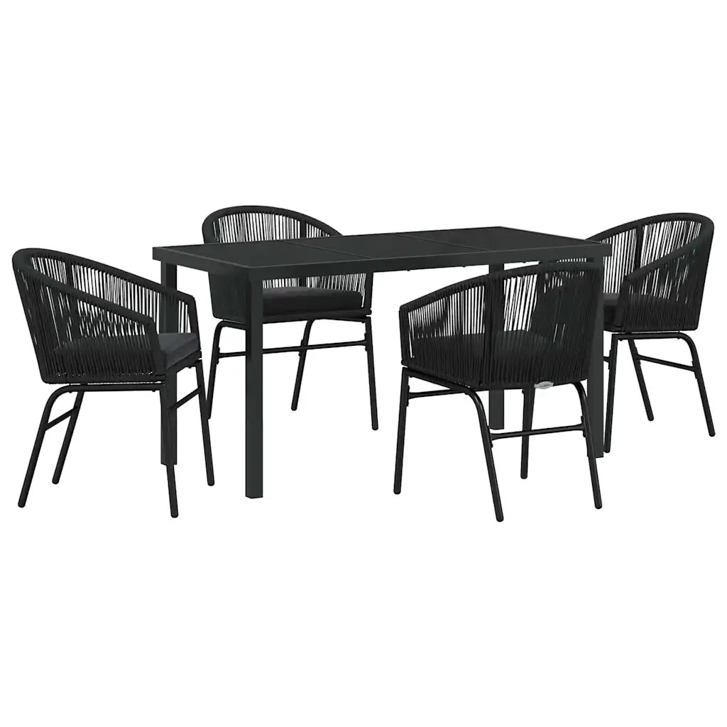 Set da Pranzo per Giardino 5 pcs Nero 3379347