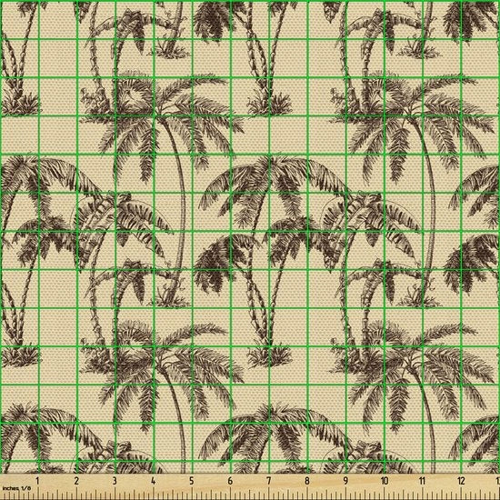 Boomstof tropicale per metro, palme hawaiana, stoffa decorativa per arredamento, 2m (148x200cm), sabbia cioccolato