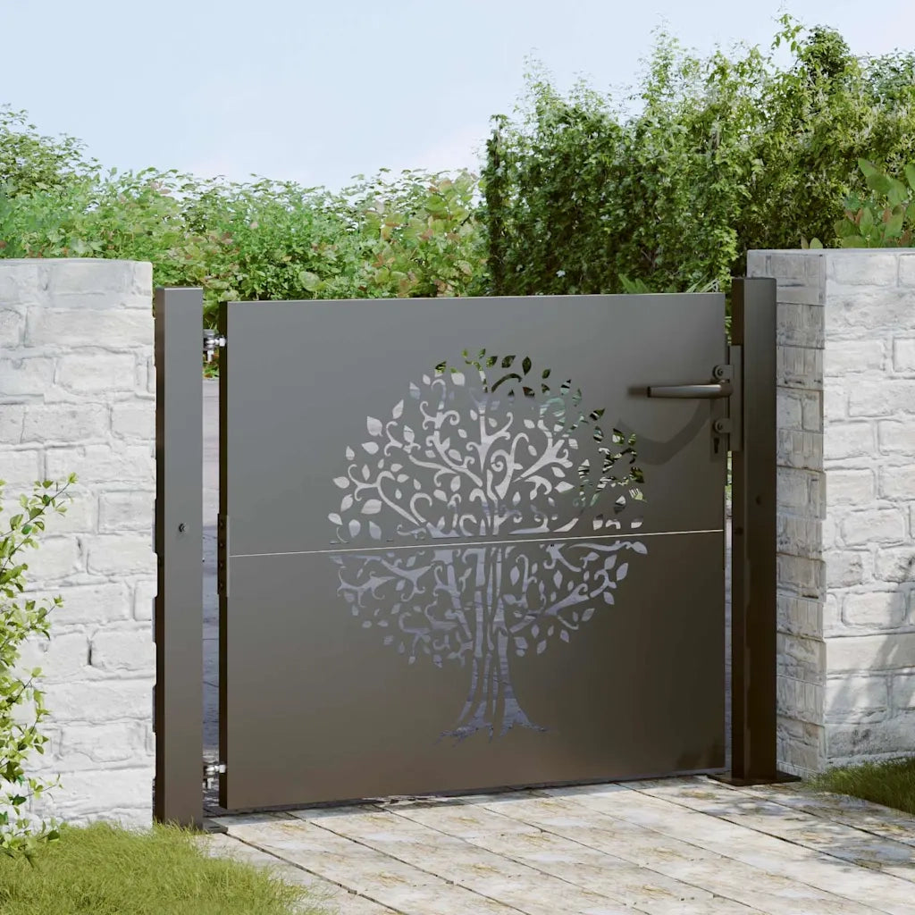 Cancello da giardino con blocco Nero 110 x 105 cm CFW7425424