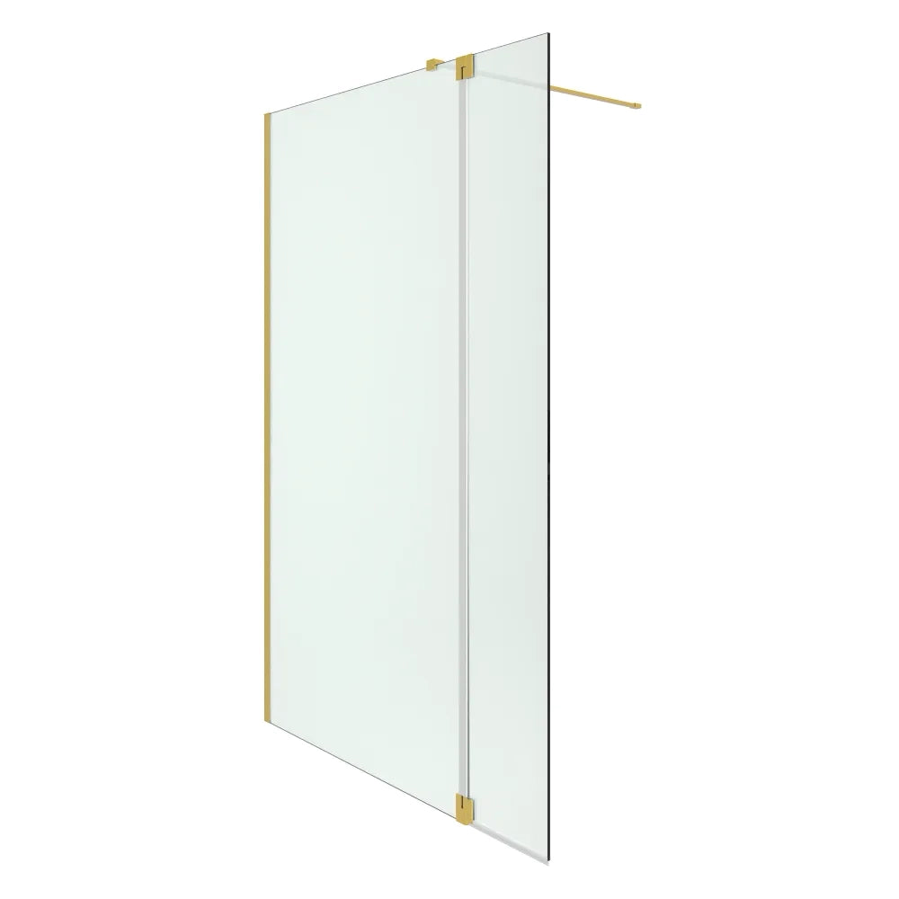 Doccia walk-in 100cm + anta girevole 30cm vetro 8mm trasparente anticalcare profili oro spazzolato h200 | Keros
